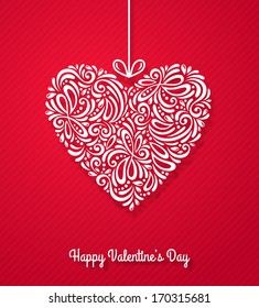 Figured heart. Happy Valentines day card with space for text message. Vector illustration.