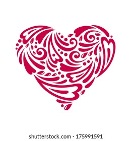 Figured heart. Vector illustration. Doodles and curls. Happy Valentine's day.