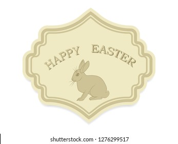 Figured icon with a bunny - isolated on white background - vector. Happy easter.