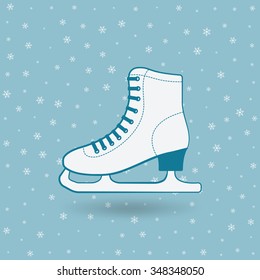 figured skate on blue background with snowflakes. vector illustration - eps 10