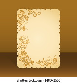 Figured vintage card with floral ornament vector illustration.