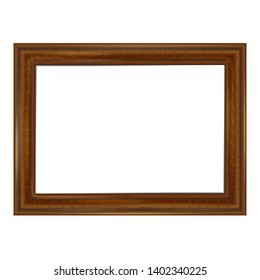 figured wooden frame with dark polished oak texture. isolated on white background