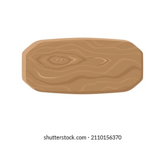 Figured wooden plaque. Tablet on a white isolated background. Vector cartoon illustration.