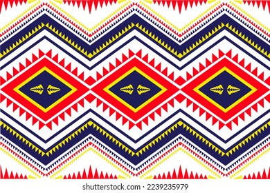 A Figured woven ethnic graphic traditional Geometric, repeat triangles seamless pattern,red and black background.Designed for background, wallpaper, clothing, wrapping, fabric, Batik, embroidery style