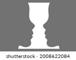 Figure-ground perception. Face and vase. Identifying a figure from the background  Gestalt psychology. Vector illustration.