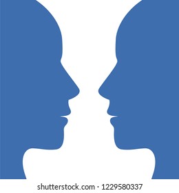 Figure-ground perception. Face and vase. Identifying a figure from the background (Gestalt psychology). Vector illustration.