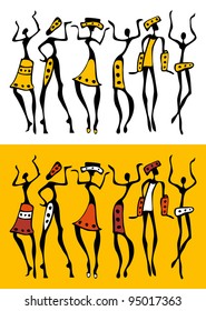 Figures of african dancers  set. Vector  Illustration.