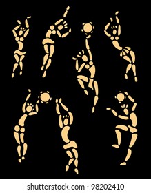 Figures of african dancers set. Vector Illustration.