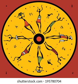 Figures of african dancers . Vector  Illustration.