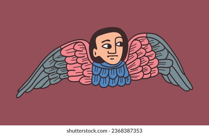 Figures of an Angel, head and wings. typical found in Ethiopian Orthodox Church religious paintings. high quality vector illustration.