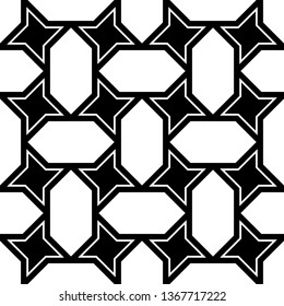 Figures background. Seamless pattern. Stars, hexagons ornament. Ethnic motif. Linear backdrop. Digital paper, textile print, web design. Mosaics wallpaper. Vector.