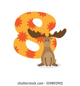 Figures for birthday isolated on white background, elk, eight. Vector illustration.