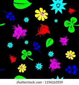 figures, colored silhouettes, black background,  wrapper, wallpaper, seamless pattern, vector image, eps10