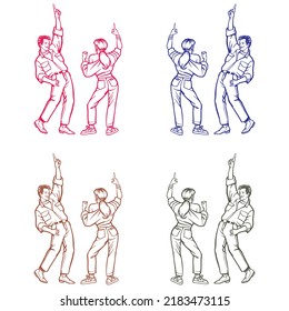 Figures Of Dancing Woman And Man Vector Illustration. Couple Dancing
