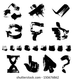 Figures different shapes drawn of brush and paint