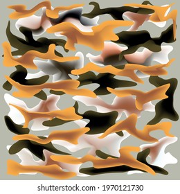 figures of different shapes in the form of camouflage on a gray background