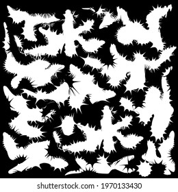 figures of different shapes on a multi-colored background