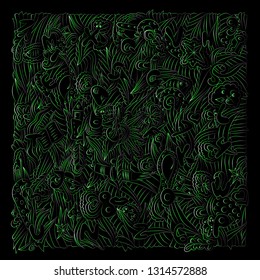 Figures and English letters intertwined in a pattern.
