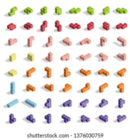 Figures for the game. Isometry. Isolated on white background. Vector illustration.