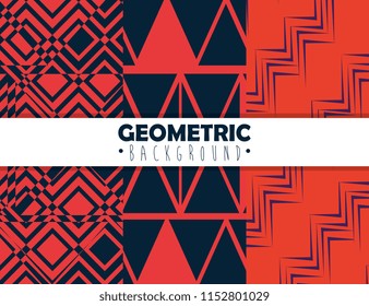 figures geometrics and colors set backgrounds
