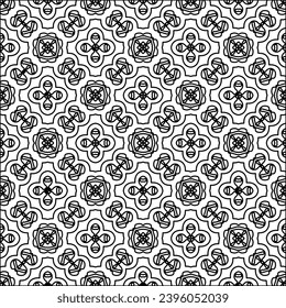 
 Figures from lines.Abstract background. Black  pattern for web page, textures, card, poster, fabric, textile. Repeat pattern. 