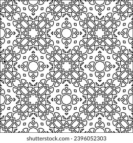 
 Figures from lines.Abstract background. Black  pattern for web page, textures, card, poster, fabric, textile. Repeat pattern. 