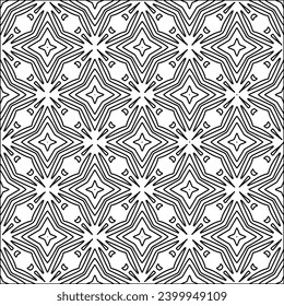 Figures from lines.Black pattern on white wallpaper for web page, textures, card, poster, fabric, textile. Abstract background.Repeating background image.White texture. Lines form shapes.
