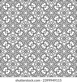 Figures from lines.Black pattern on white wallpaper for web page, textures, card, poster, fabric, textile. Abstract background.Repeating background image.White texture. Lines form shapes.