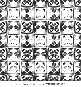 Figuren aus Linien.Schwarzes Muster auf weißem Bildschirmhintergrund für Webseiten, Texturen, Karte, Poster, Stoff, Textilien. Abstrakter Hintergrund.Wiederholtes Hintergrundbild.Weiße Textur. Linien formen Formen.