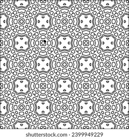 Figures from lines.Black pattern on white wallpaper for web page, textures, card, poster, fabric, textile. Abstract background.Repeating background image.White texture. Lines form shapes.