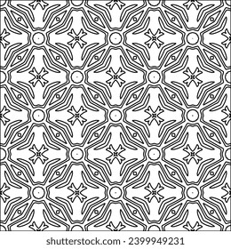 Figures from lines.Black pattern on white wallpaper for web page, textures, card, poster, fabric, textile. Abstract background.Repeating background image.White texture. Lines form shapes.