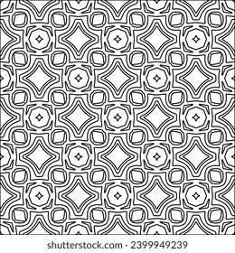 Figures from lines.Black pattern on white wallpaper for web page, textures, card, poster, fabric, textile. Abstract background.Repeating background image.White texture. Lines form shapes.