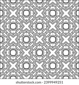 Figures from lines.Black pattern on white wallpaper for web page, textures, card, poster, fabric, textile. Abstract background.Repeating background image.White texture. Lines form shapes.