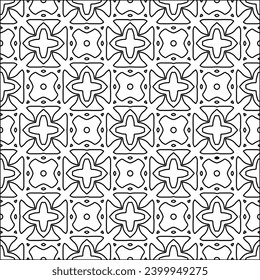 Figures from lines.Black pattern on white wallpaper for web page, textures, card, poster, fabric, textile. Abstract background.Repeating background image.White texture. Lines form shapes.
