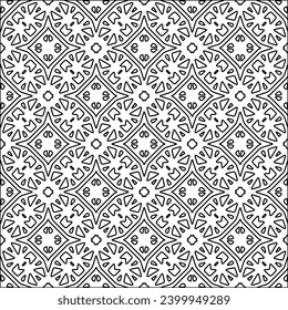 Figures from lines.Black pattern on white wallpaper for web page, textures, card, poster, fabric, textile. Abstract background.Repeating background image.White texture. Lines form shapes.