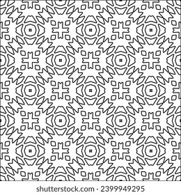 Figures from lines.Black pattern on white wallpaper for web page, textures, card, poster, fabric, textile. Abstract background.Repeating background image.White texture. Lines form shapes.