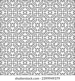 Figures from lines.Black pattern on white wallpaper for web page, textures, card, poster, fabric, textile. Abstract background.Repeating background image.White texture. Lines form shapes.
