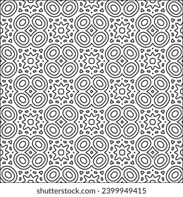 Figures from lines.Black pattern on white wallpaper for web page, textures, card, poster, fabric, textile. Abstract background.Repeating background image.White texture. Lines form shapes.