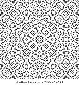 Figures from lines.Black pattern on white wallpaper for web page, textures, card, poster, fabric, textile. Abstract background.Repeating background image.White texture. Lines form shapes.
