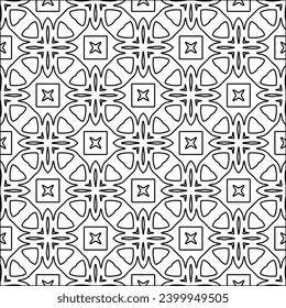 Figures from lines.Black pattern on white wallpaper for web page, textures, card, poster, fabric, textile. Abstract background.Repeating background image.White texture. Lines form shapes.
