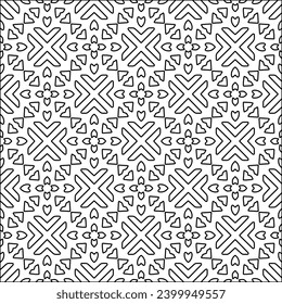 Figures from lines.Black pattern on white wallpaper for web page, textures, card, poster, fabric, textile. Abstract background.Repeating background image.White texture. Lines form shapes.
