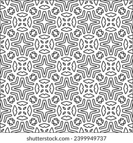 Figures from lines.Black pattern on white wallpaper for web page, textures, card, poster, fabric, textile. Abstract background.Repeating background image.White texture. Lines form shapes.
