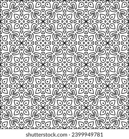 Figures from lines.Black pattern on white wallpaper for web page, textures, card, poster, fabric, textile. Abstract background.Repeating background image.White texture. Lines form shapes.