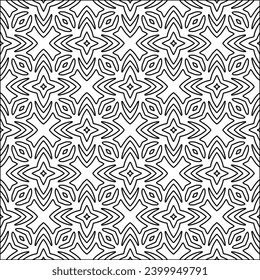 Figures from lines.Black pattern on white wallpaper for web page, textures, card, poster, fabric, textile. Abstract background.Repeating background image.White texture. Lines form shapes.
