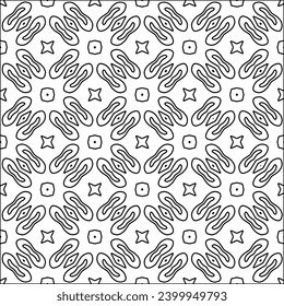 Figures from lines.Black pattern on white wallpaper for web page, textures, card, poster, fabric, textile. Abstract background.Repeating background image.White texture. Lines form shapes.