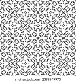 Figures from lines.Black pattern on white wallpaper for web page, textures, card, poster, fabric, textile. Abstract background.Repeating background image.White texture. Lines form shapes.
