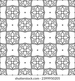 Figures from lines.Black pattern on white wallpaper for web page, textures, card, poster, fabric, textile. Abstract background.Repeating background image.White texture. Lines form shapes.
