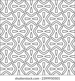 Figuren aus Linien.Schwarzes Muster auf weißem Bildschirmhintergrund für Webseiten, Texturen, Karte, Poster, Stoff, Textilien. Abstrakter Hintergrund.Wiederholtes Hintergrundbild.Weiße Textur. Linien formen Formen.