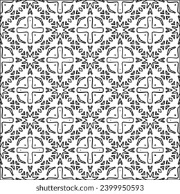 Figures from lines.Black pattern on white wallpaper for web page, textures, card, poster, fabric, textile. Abstract background.Repeating background image.White texture. Lines form shapes.