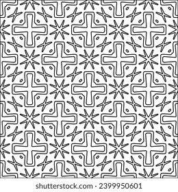 Figures from lines.Black pattern on white wallpaper for web page, textures, card, poster, fabric, textile. Abstract background.Repeating background image.White texture. Lines form shapes.